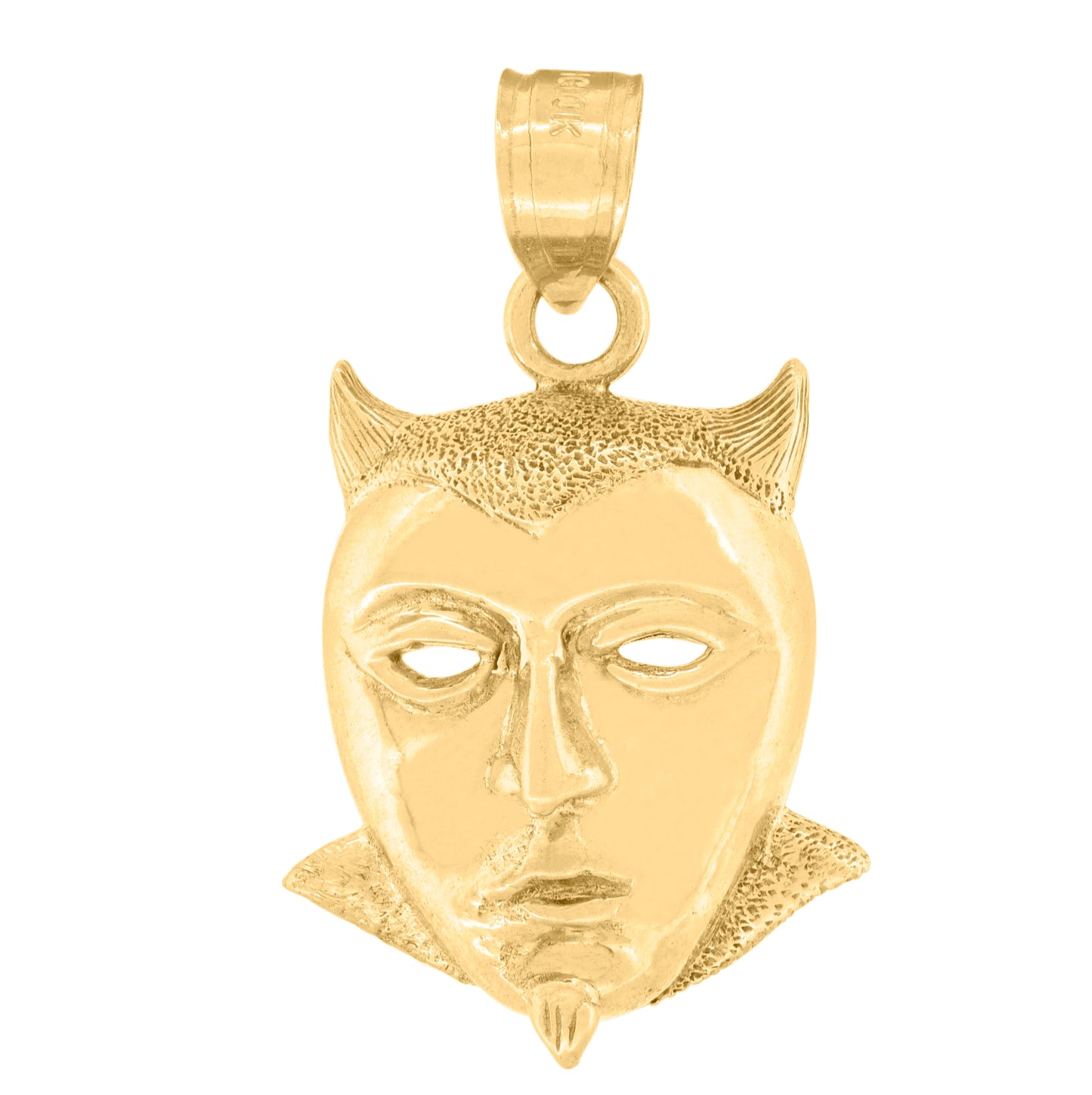 10K Yellow Gold Unisex Textured Mask Charm Pendant