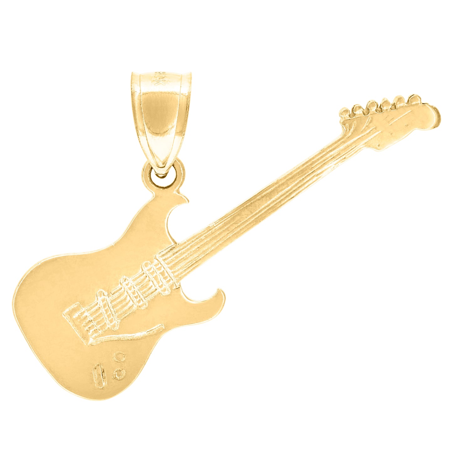 10K Yellow Gold Unisex Guitar Charm Pendant