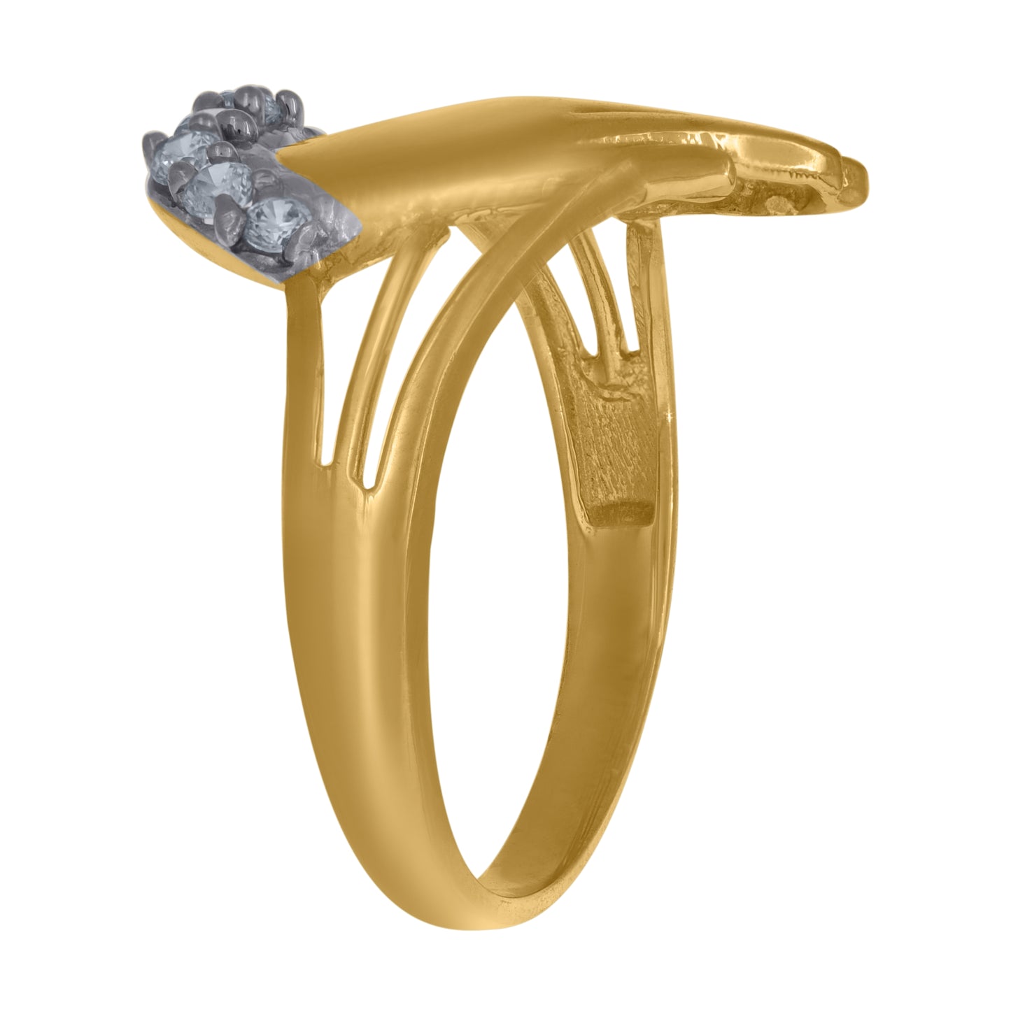 10K Two-Tone Gold Mens Cubic Zirconia Cubic-Zirconia Praying Hands Religious Ring