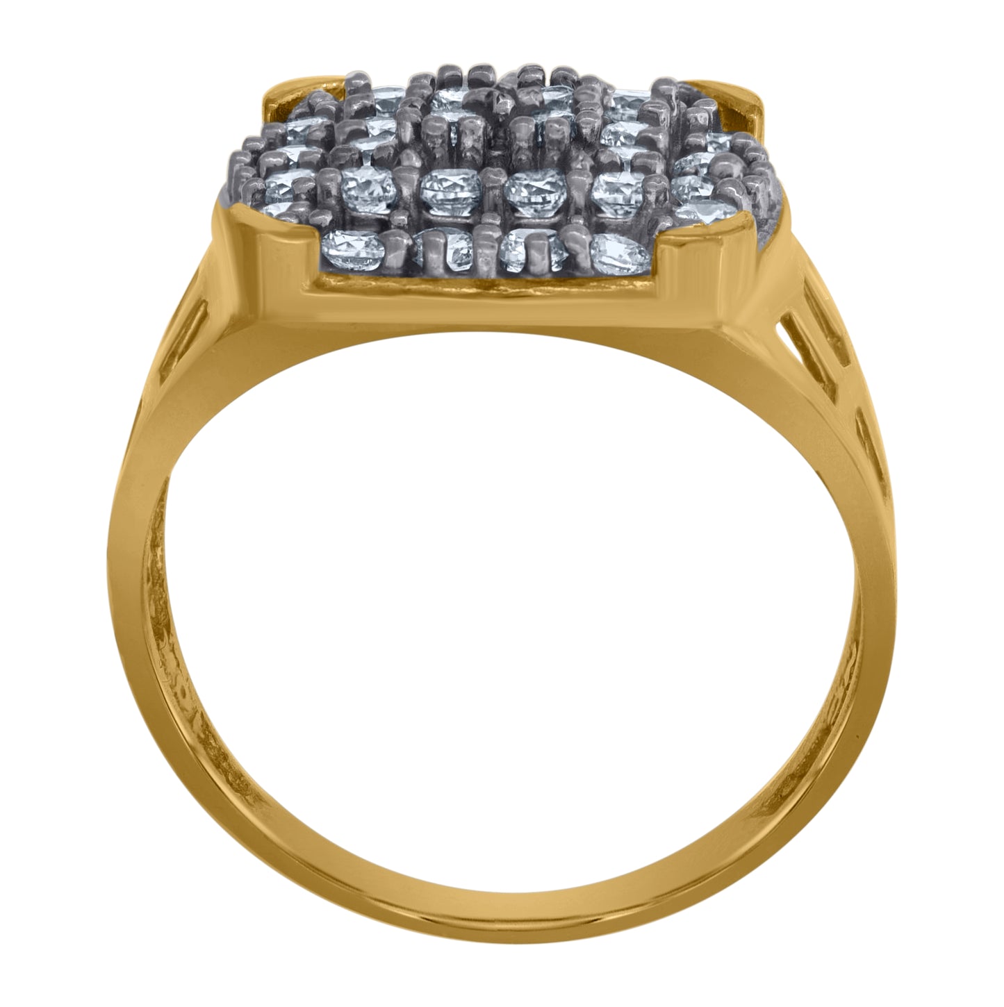 10K Two-Tone Gold Mens Cubic Zirconia Cubic-Zirconia Cluster Ring