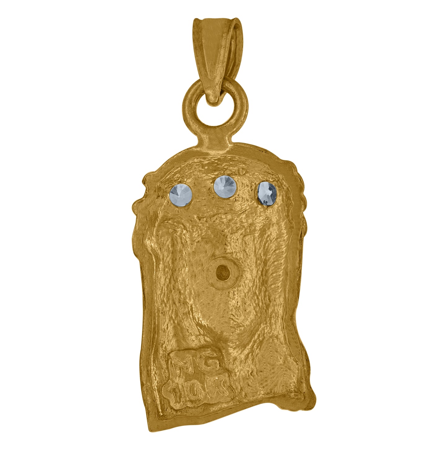 10K Two-Tone Gold Unisex Cubic Zirconia Cubic-Zirconia Jesus Face Religious Charm Pendant