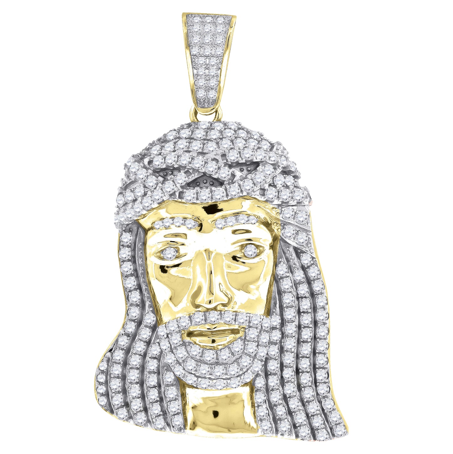 Sterling Silver Rose-Tone Or Yellow-Tone Mens Cubic Zirconia Jesus Religious Charm Pendant