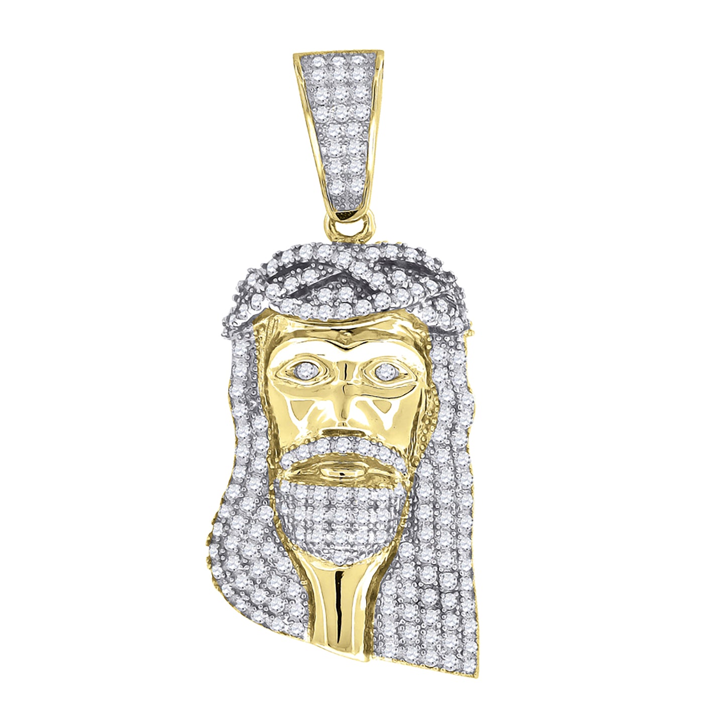 Sterling Silver Rose-Tone Or Yellow-tone Mens Cubic Zirconia Jesus Religious Charm Pendant
