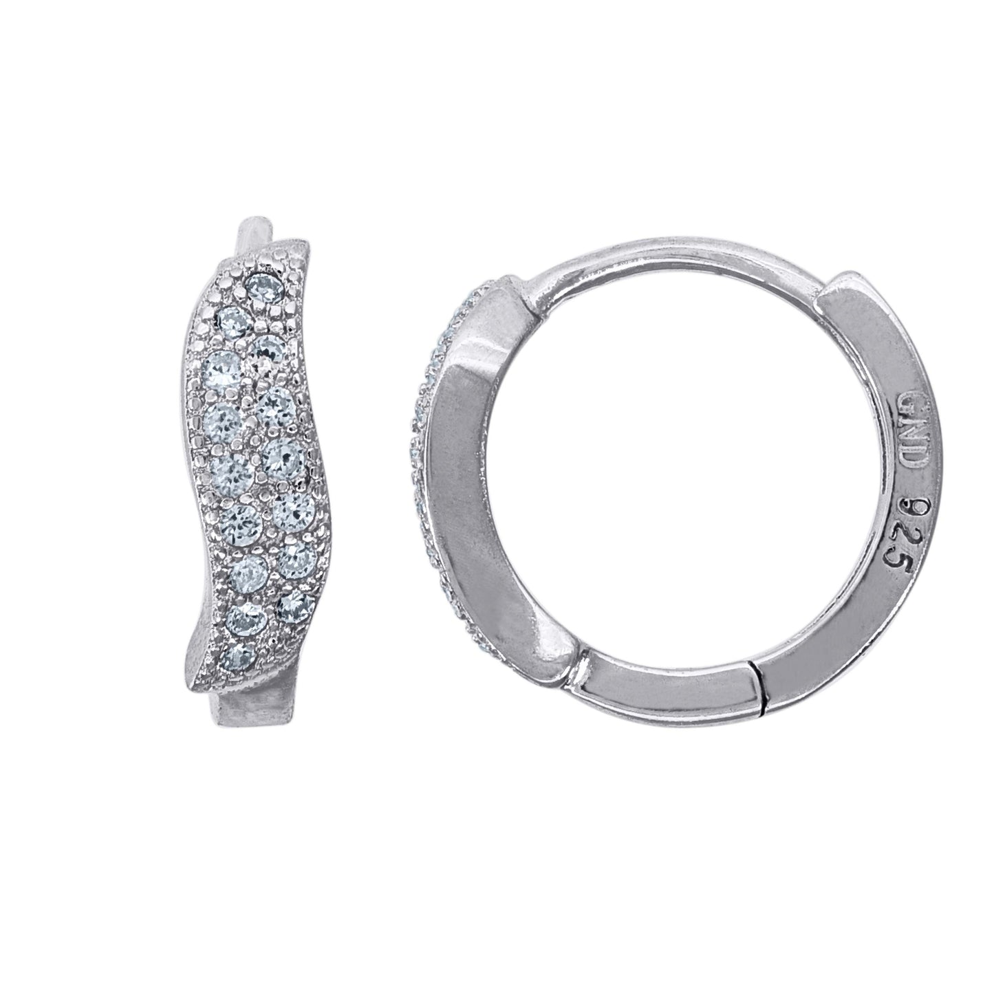 Sterling Silver Womens Cubic Zirconia Huggie Hoop Earrings