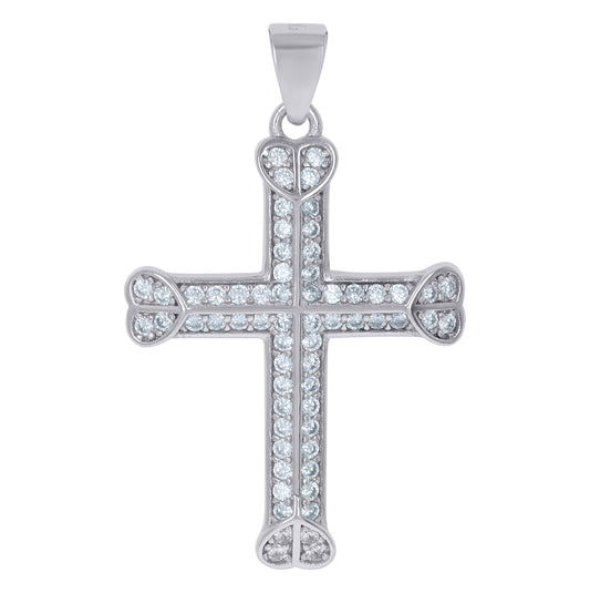 Sterling Silver Unisex Cubic-Zirconia Cross Religious Charm Pendant