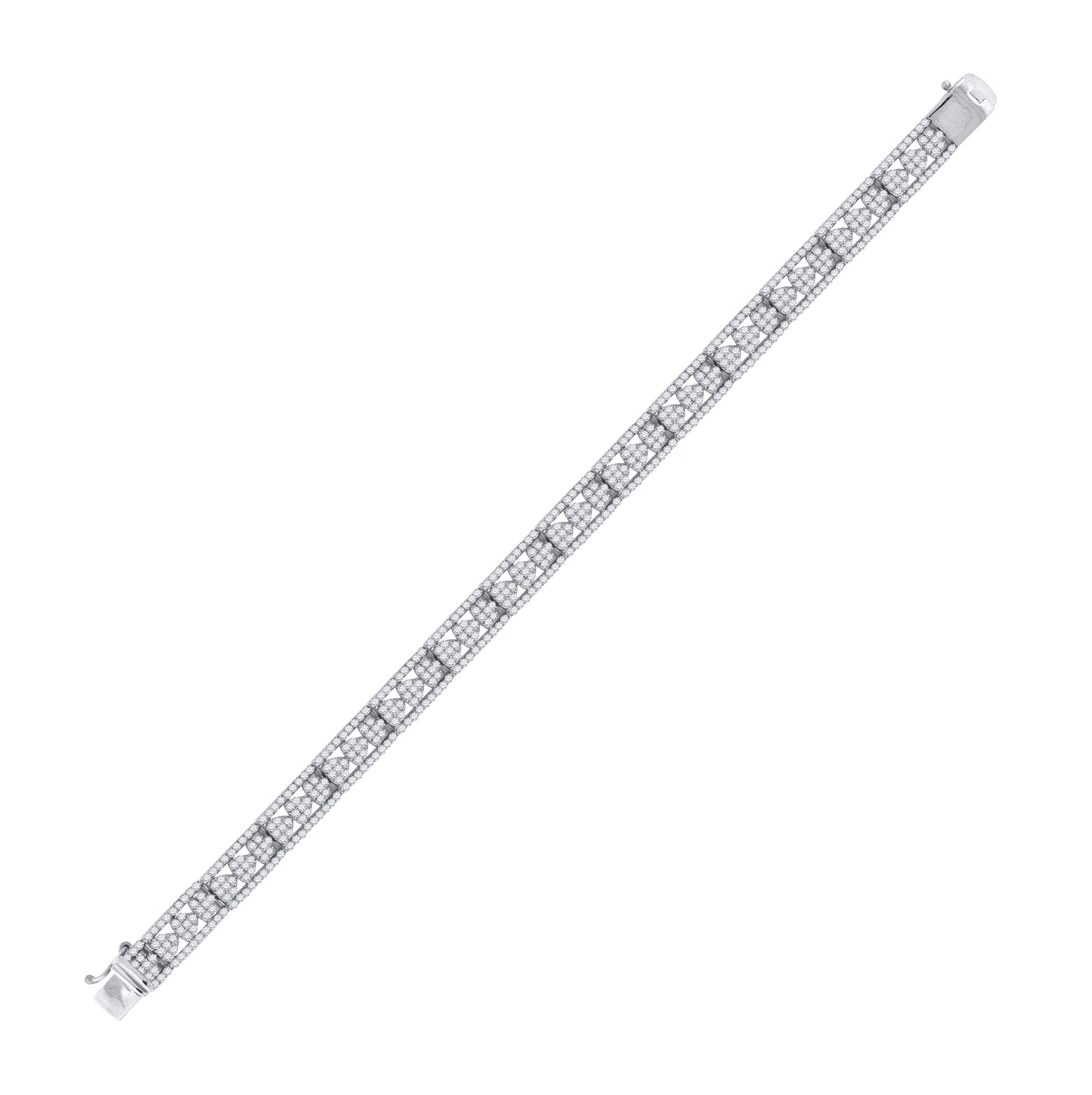 Sterling Silver Womens Micropave Cubic Zirconia Link Bracelet