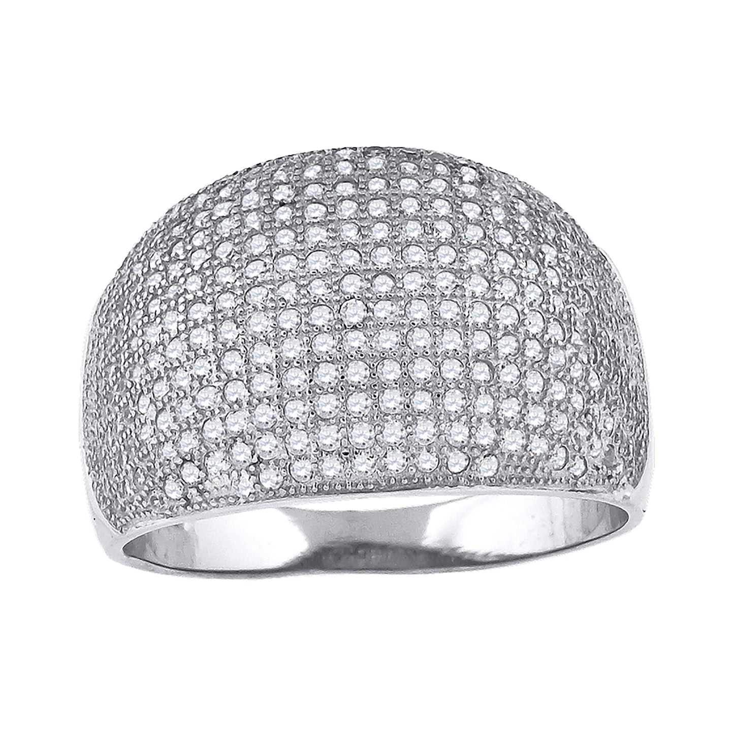 Sterling Silver Mens Cubic Zirconia Domed Presidential Bridal Anniversary Wedding Engagement Band Ring Sizes 9 To 12