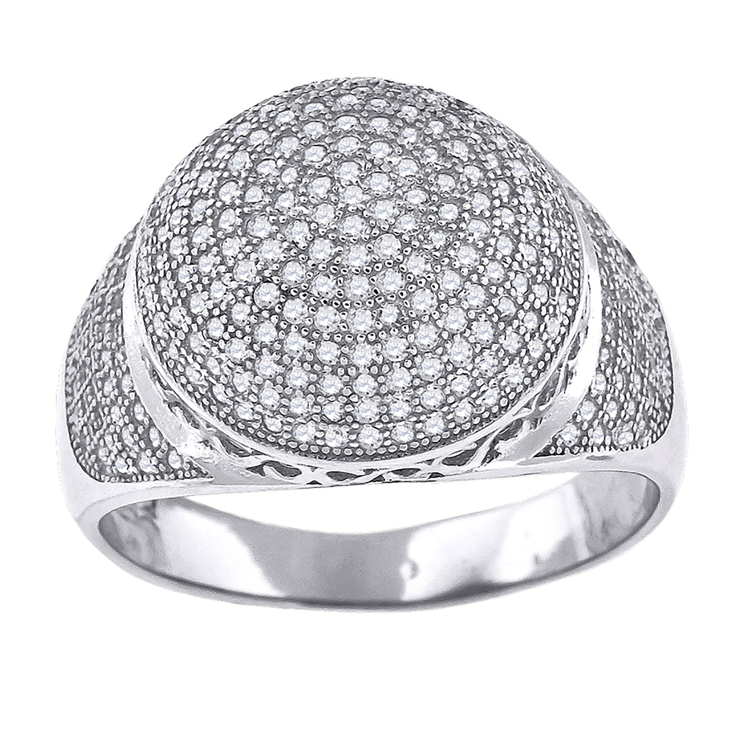 Sterling Silver Mens Cubic Zirconia Round Head Presidential Bridal Anniversary Wedding Engagement Band Ring Sizes 9 To 12