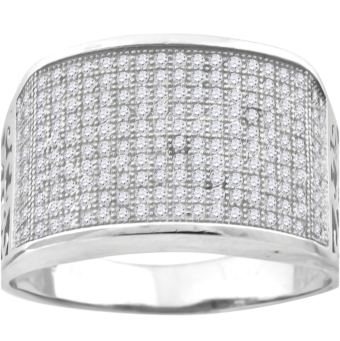 Sterling Silver Men's Cubic Zirconia Wide Band Fashion Bridal Anniversary Wedding Engagement Band Ring Sizes 9 To 12