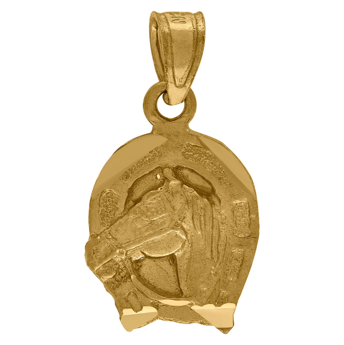 10K Yellow Gold Womens Mens Unisex Animal Horse Head Shoe Good Luck Charm Pendant