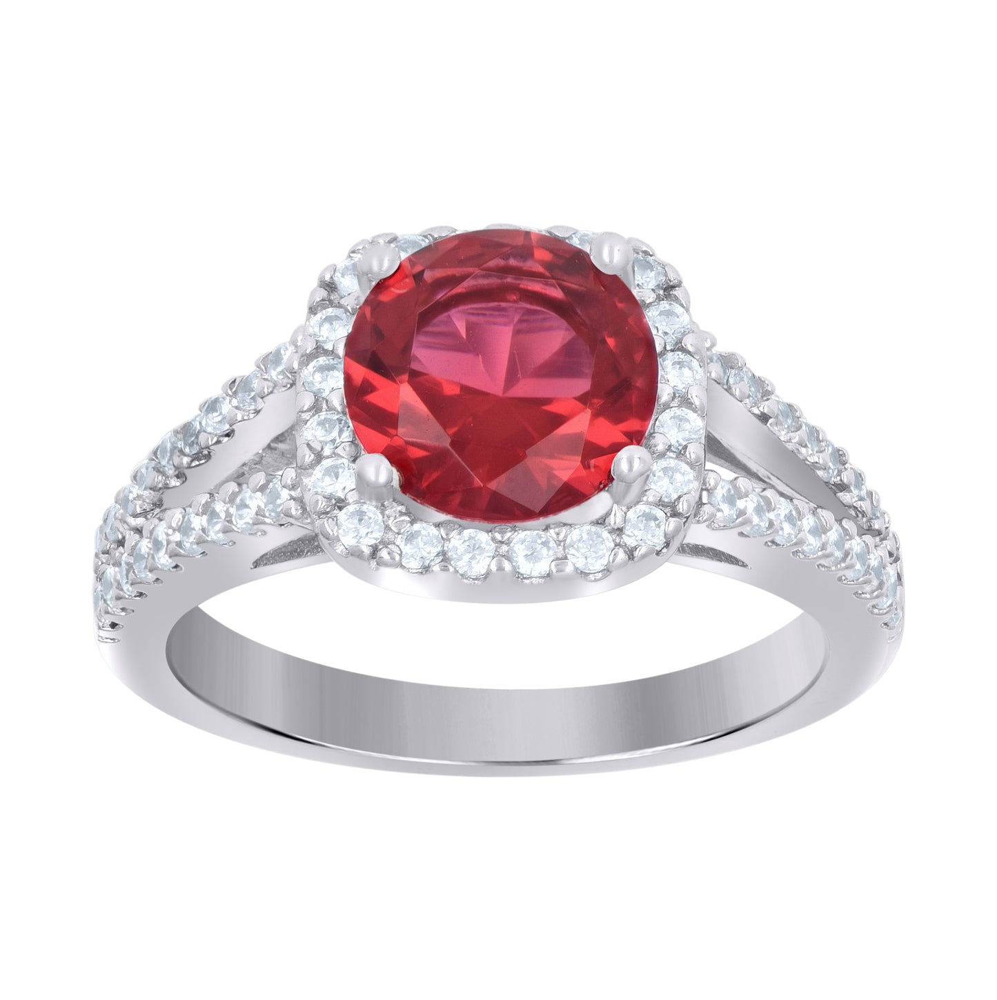 Sterling Silver Womens Cubic Zirconia Sizes 6 To 9 Red Color Center Stone Bridal Anniversary Engagement WeddingBand Ring
