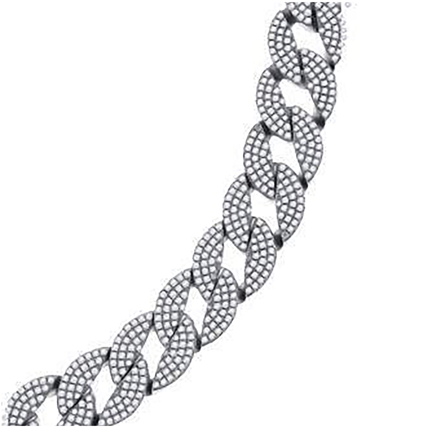 Sterling Silver Mens Cubic Zirconia Micro Pave Cuban Link Bracelet