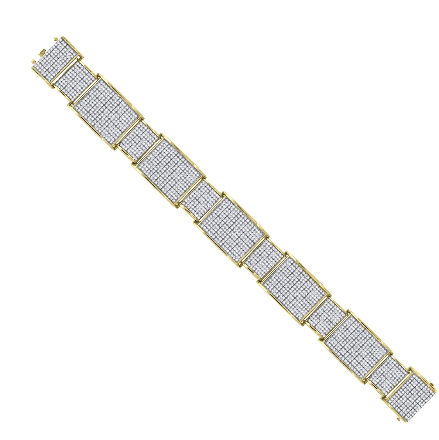 Sterling Silver Yellow-Tone Men Micropave Cubic Zirconia Link Bracelet