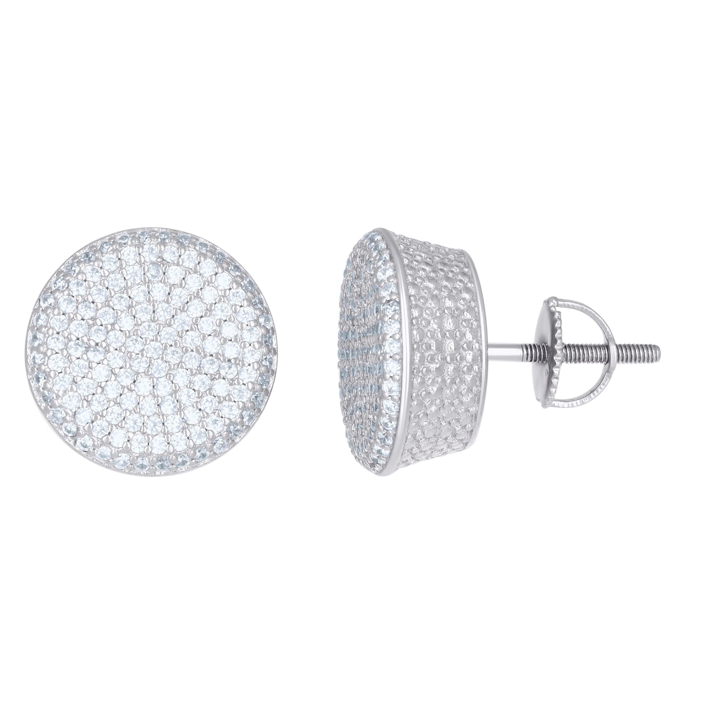 Sterling Silver Or Yellow-Tone Womens Cubic Zirconia Round Stud Earrings