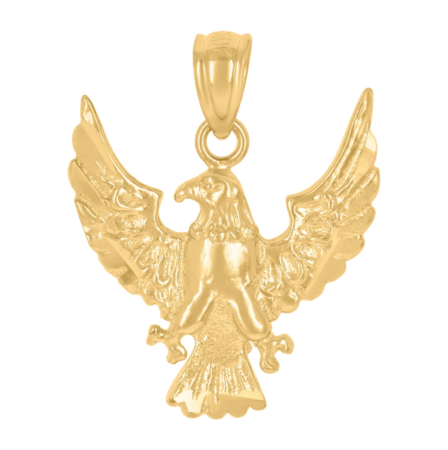 10K Yellow Gold Diamond-Cut Unisex Eagle Animal Charm Pendant