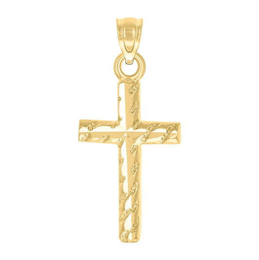 10K Yellow Gold Womens Mens Unisex Cross Religious Charm Pendant