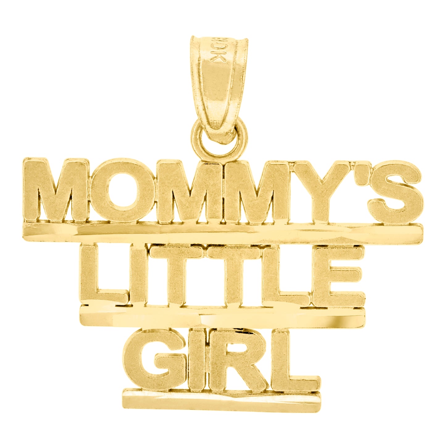 10K Yellow Gold Diamond-Cut Womens Mommy's Little Girl Letters & Words Charm Pendant