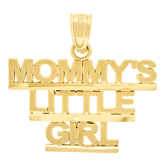 10K Yellow Gold Diamond-Cut Womens Mommy's Little Girl Letters & Words Charm Pendant