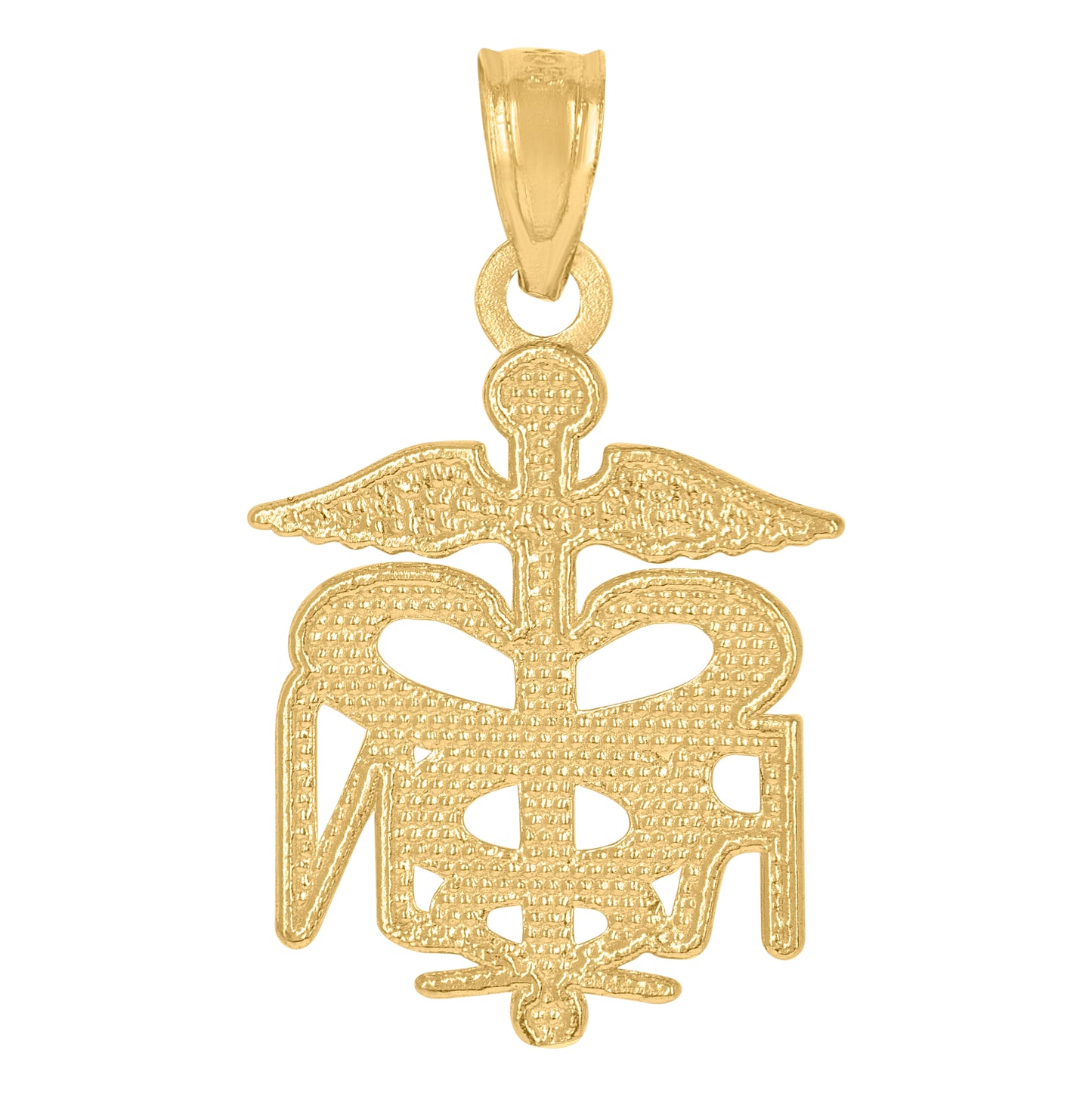10K Yellow Gold Diamond-Cut Textured Unisex Registered Nurse Badge Charm Pendant