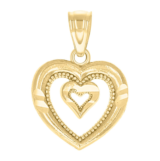 10K Yellow Gold Womens 2 Double Two Heart Charm Pendant