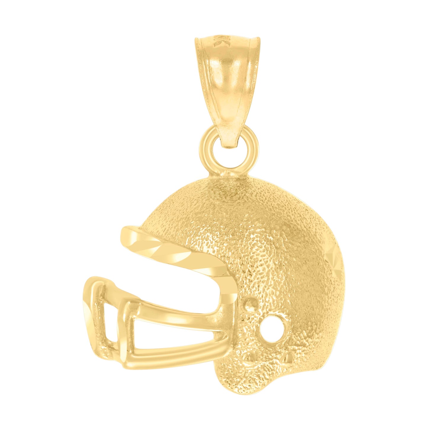10K Yellow Gold Mens Nugget Football Helmet Sports Charm Pendant
