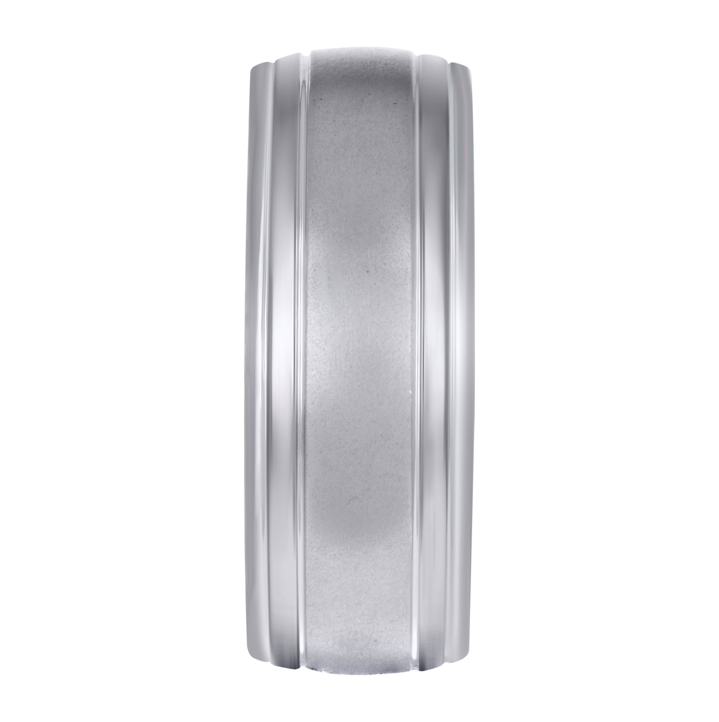 Stainless Steel Mens Center Brushed Dome with Side Grooves Edges Sizes 9 - 12 Comfort-fit Bridal Anniversary Wedding Engagement Band Ring