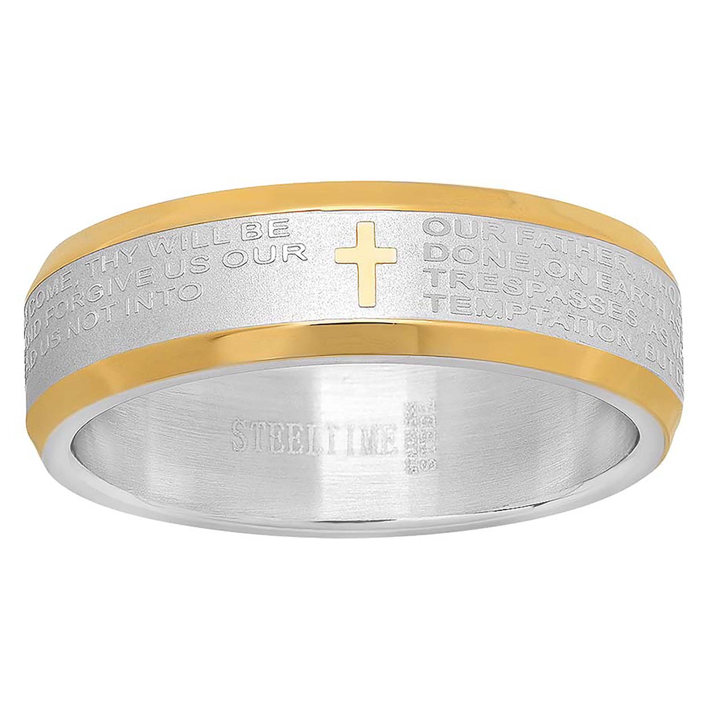 Stainless Steel Mens Two-tone Bible Lords Player Cross Sizes 9 - 12 Comfort-fit Fashion Bridal Anniversary Wedding Engagement Band Ring