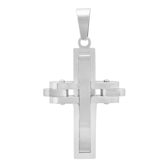 Stainless Steel Mens Cross Religious Charm Pendant