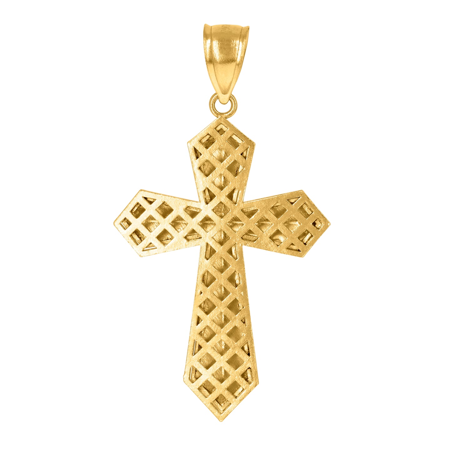 10K Yellow Gold Unisex Passion Cross Religious Charm Pendant