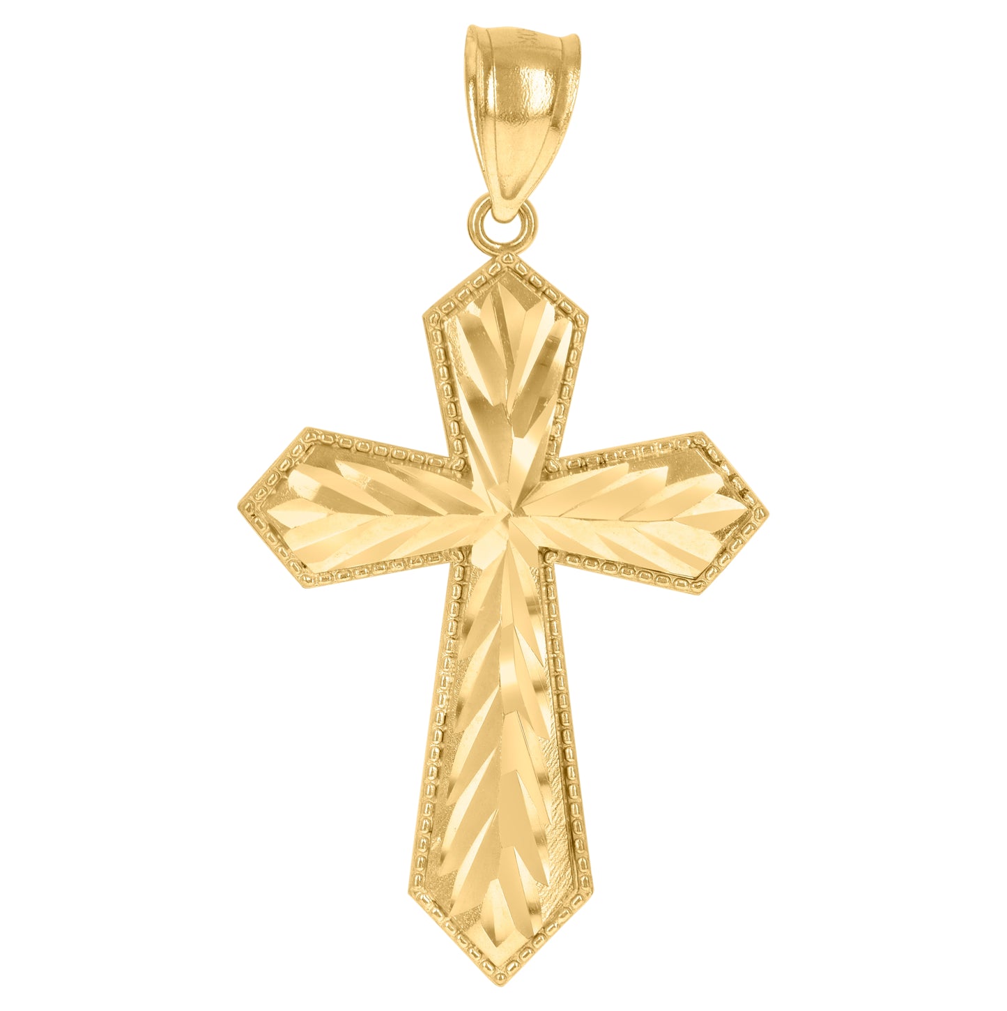 10K Yellow Gold Unisex Passion Cross Religious Charm Pendant