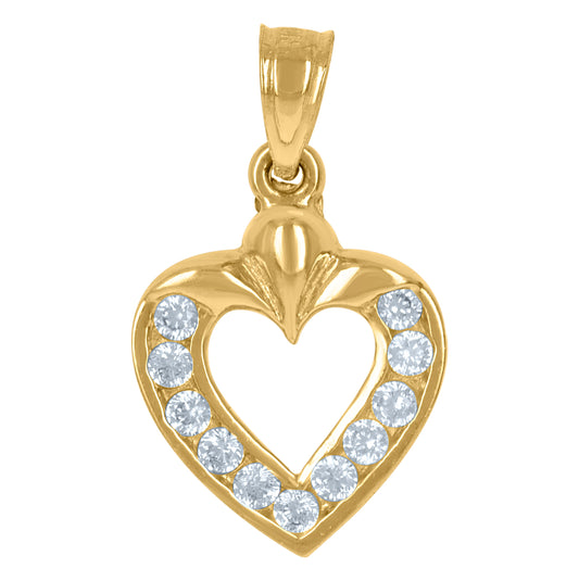 10K Yellow Gold Womens Cubic Zirconia Cubic-Zirconia Heart Charm Pendant
