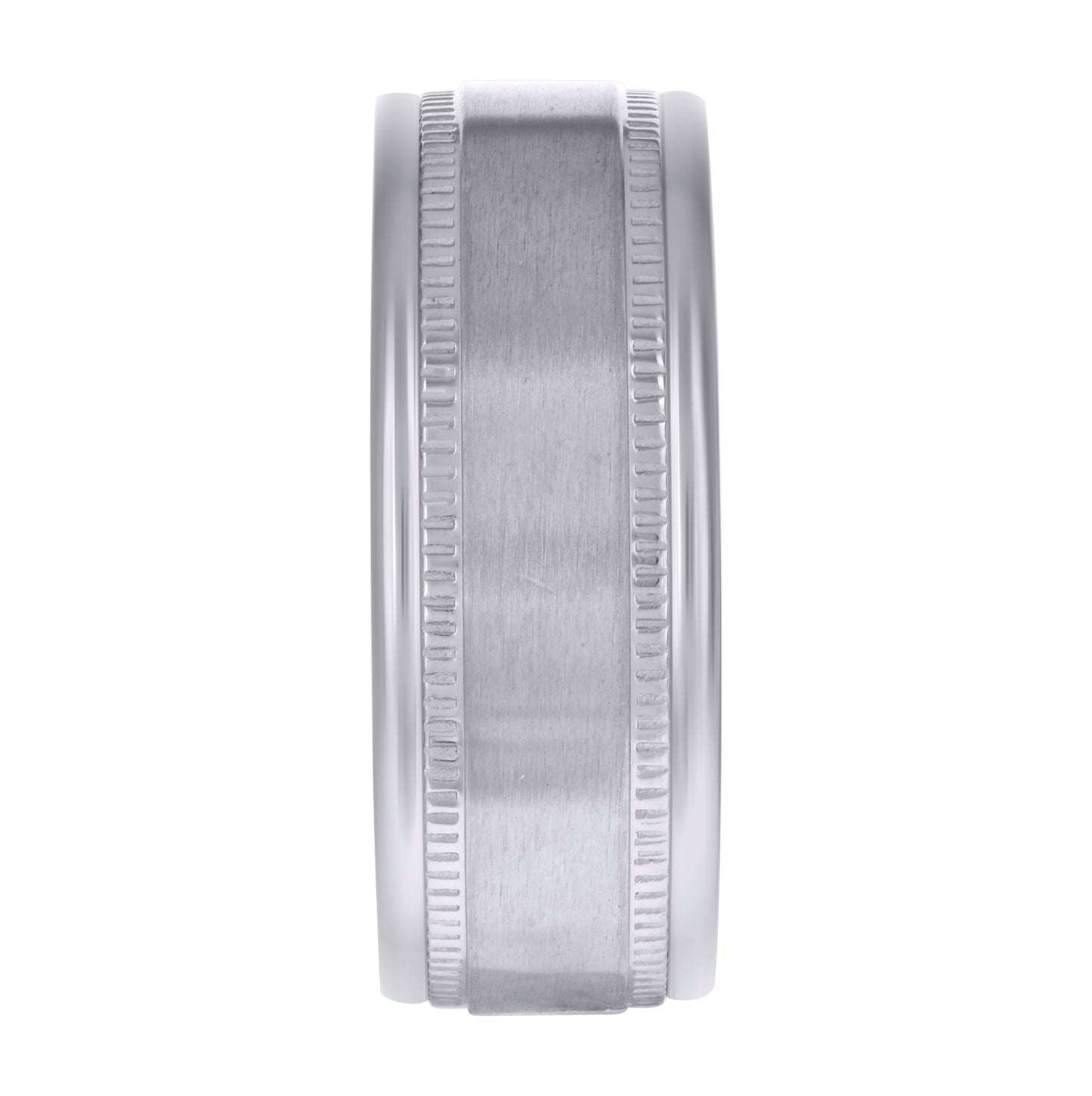 Stainless Steel Mens Center Brushed Milgrain Sizes 7 - 14 Comfort-Fit Fashion Bridal Anniversary Wedding Engagement Band Ring