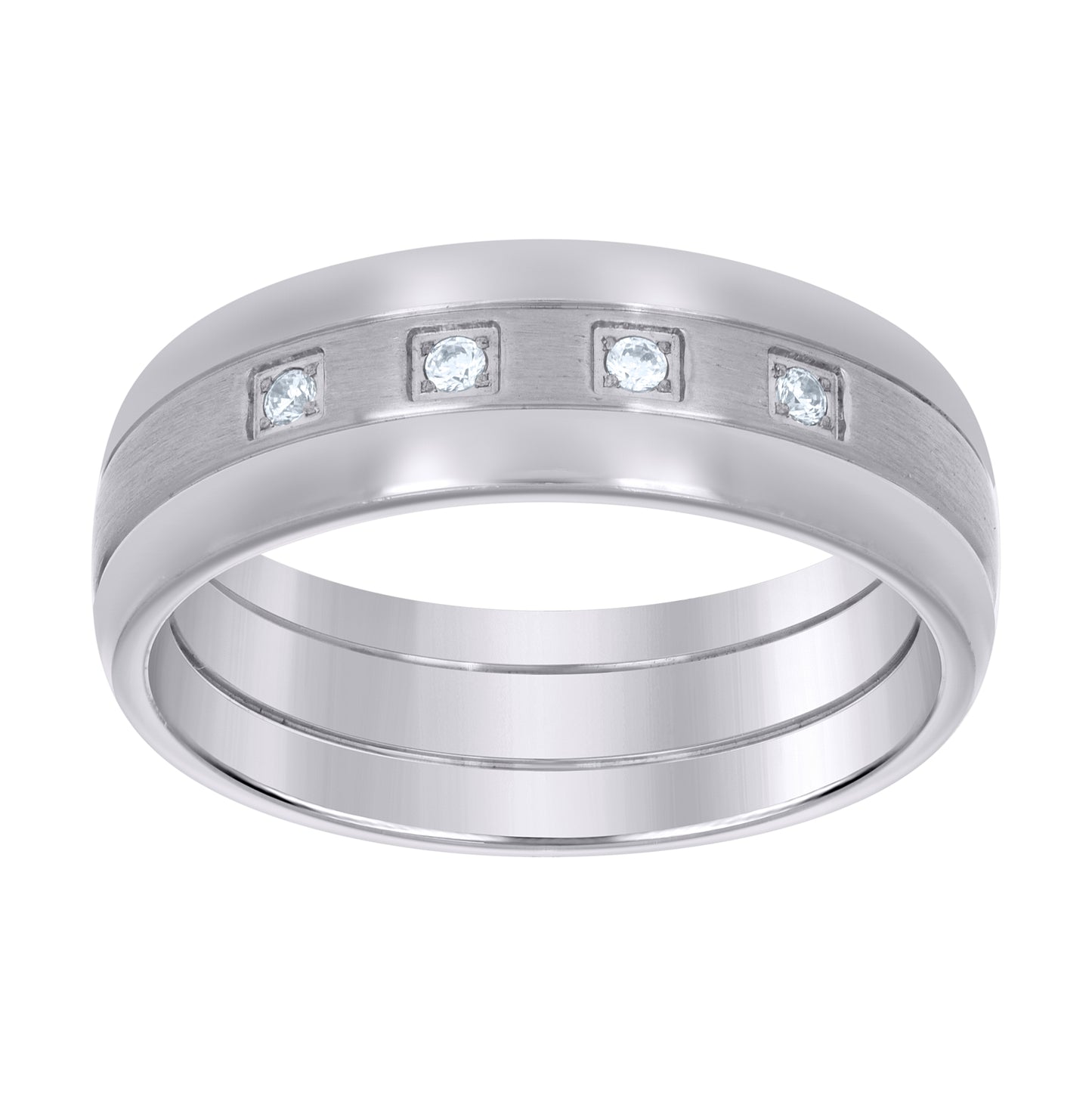 Stainless Steel Mens Center Brushed Milgrain Sizes 7 - 14 Comfort-Fit Fashion Bridal Anniversary Wedding Engagement Band Ring