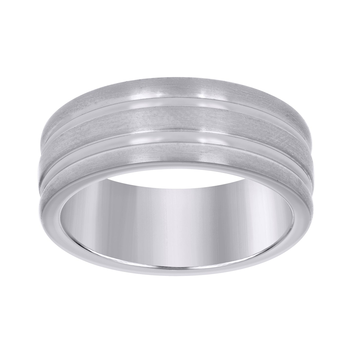 Stainless Steel Mens Double Grooved Center Brushed Comfort-Fit Fashion Bridal Anniversary Wedding Engagement Band Ring