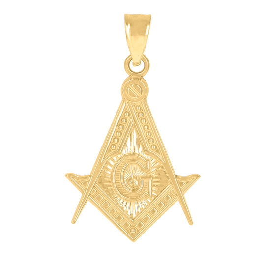 10K Yellow Gold Mens Symbols Masonic Religious Charm Pendant