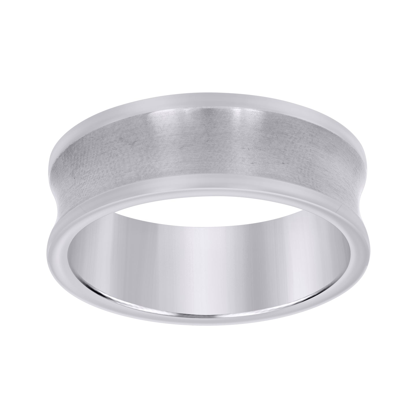 Stainless Steel Mens Concave Brushed Sizes 7 - 14 Comfort-Fit Fashion Bridal Anniversary Wedding Engagement Band Ring