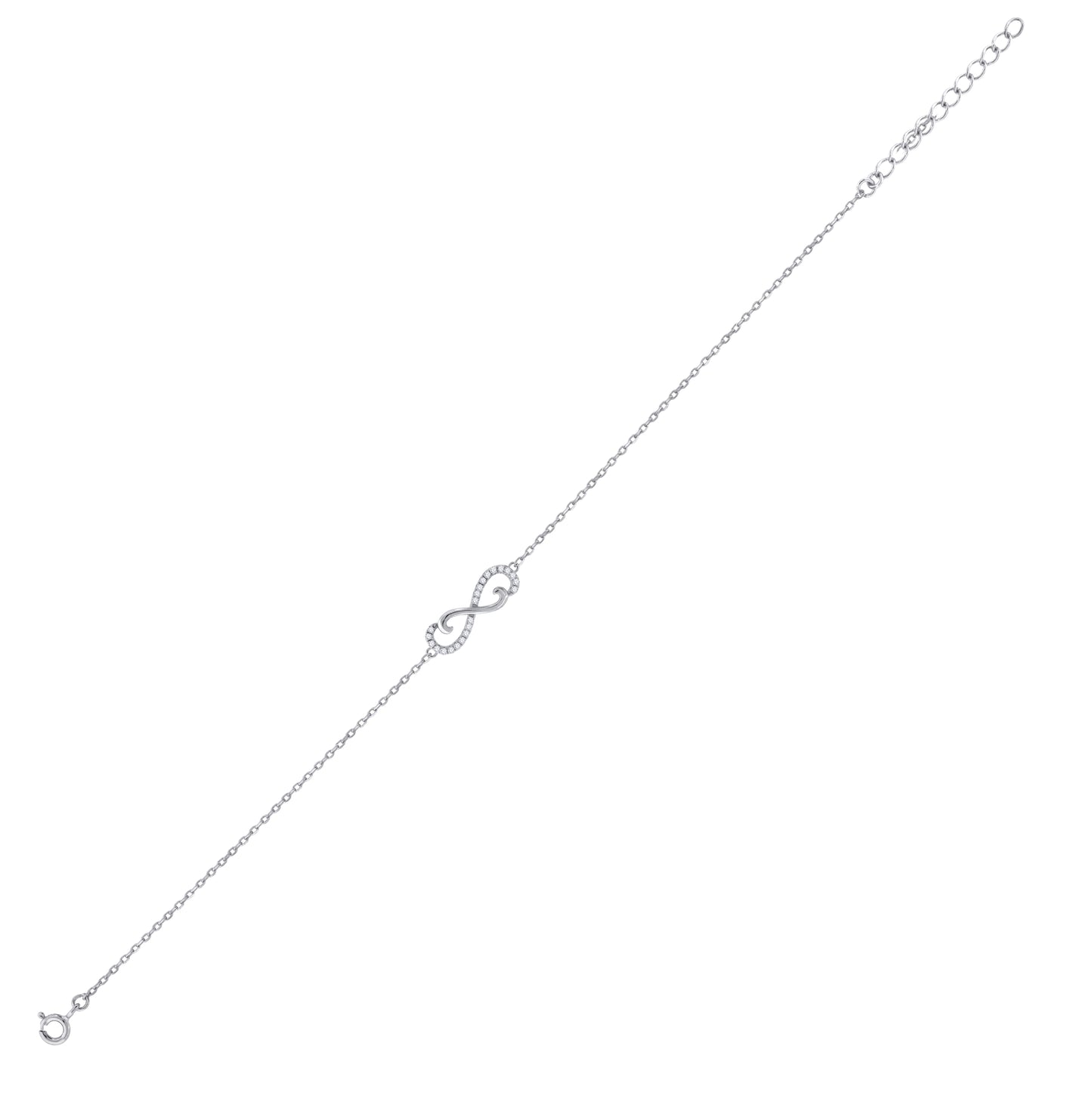 Sterling Silver Womens Cubic Zirconia Rolo Link Infinity Bracelet