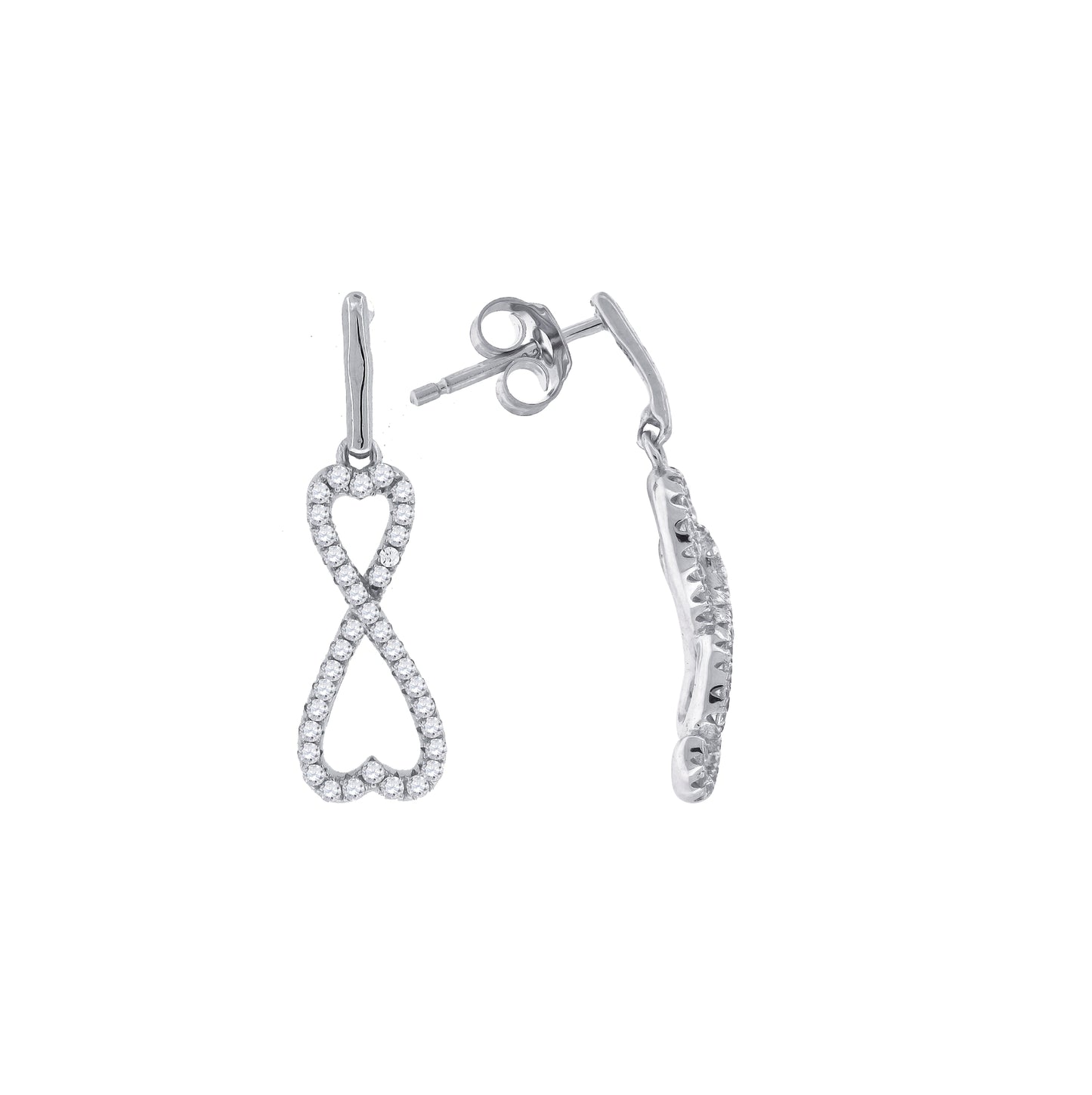 Sterling Silver Womens Cubic Zirconia Infinity Dangle Earrings
