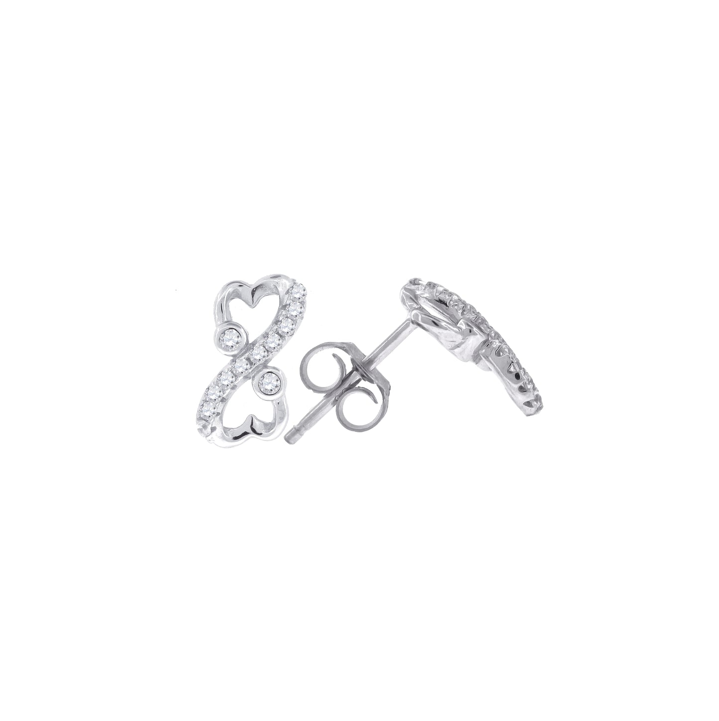 Sterling Silver Womens Cubic Zirconia Infinity Stud Earrings