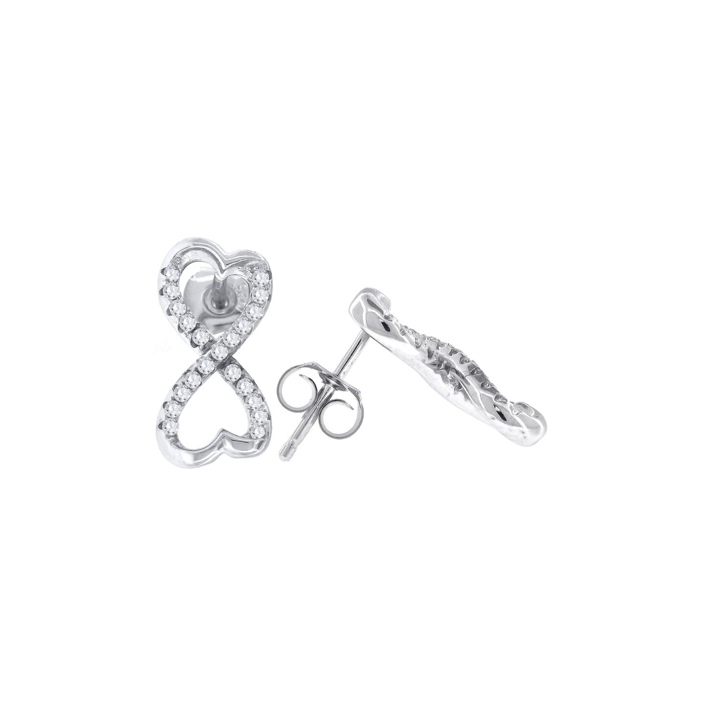 Sterling Silver Womens Cubic Zirconia Infinity Stud Earrings
