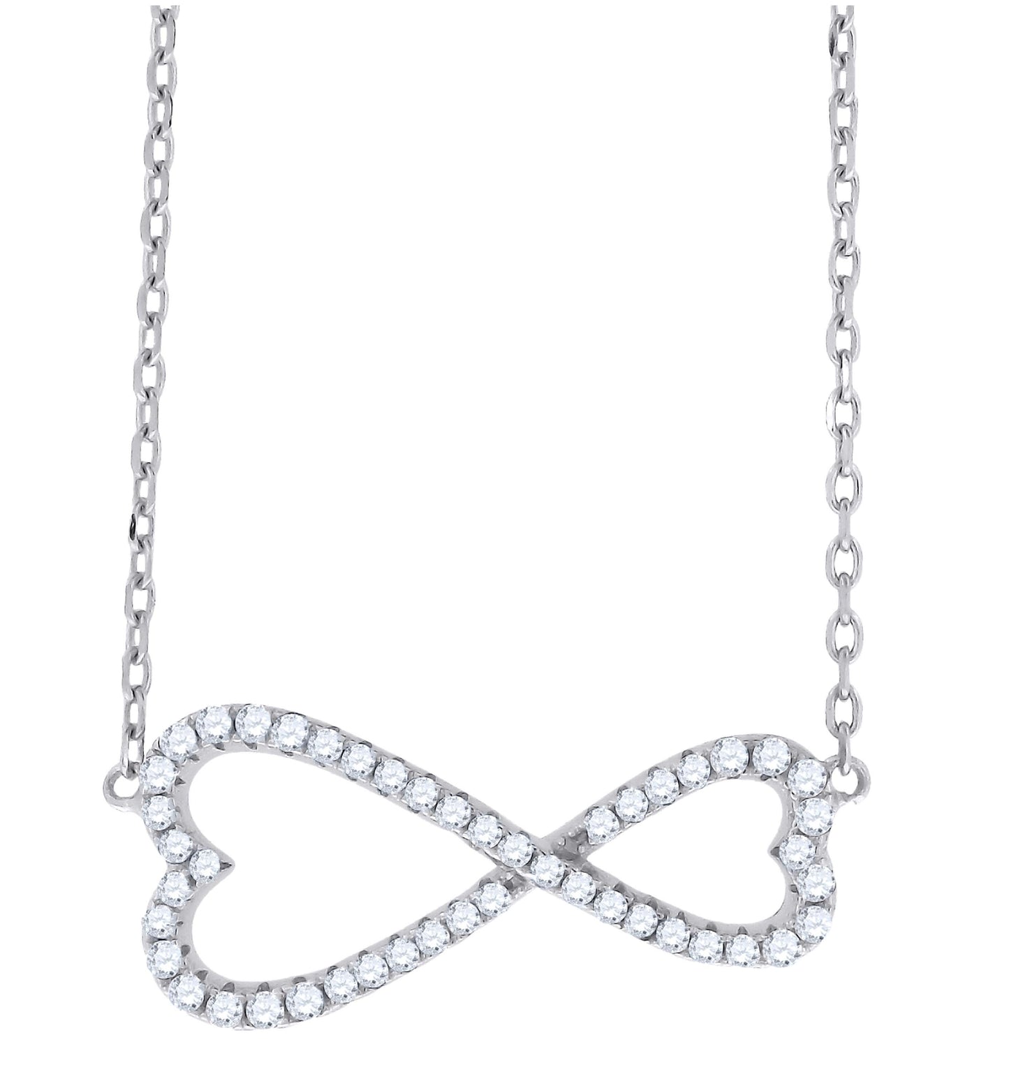 Sterling Silver Women Cubic Zirconia Rolo Link Infinity Necklace