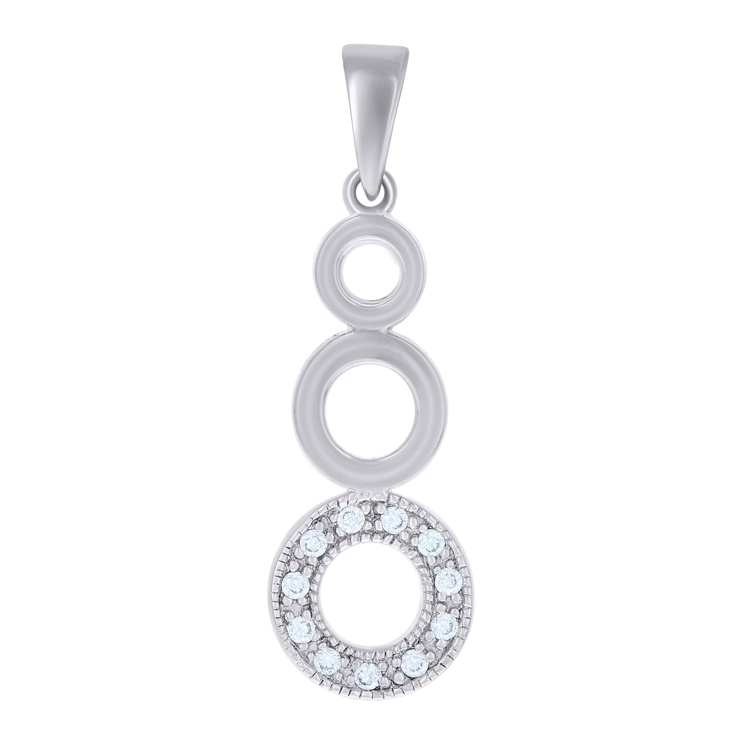 Sterling Silver Womens Cubic-Zirconia Circles Fashion Charm Pendant