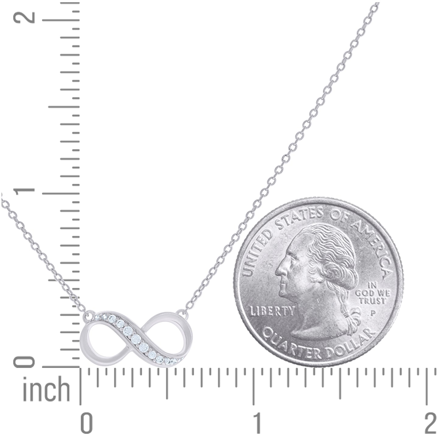 Sterling Silver Women Cubic Zirconia Rolo Link Infinity Necklace