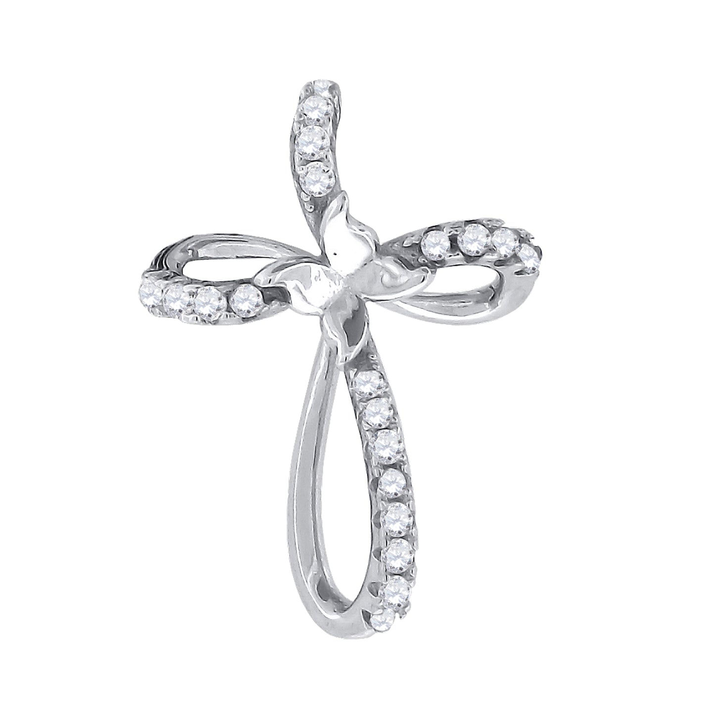 Sterling Silver Unisex Cubic-Zirconia Cross Religious Charm Pendant