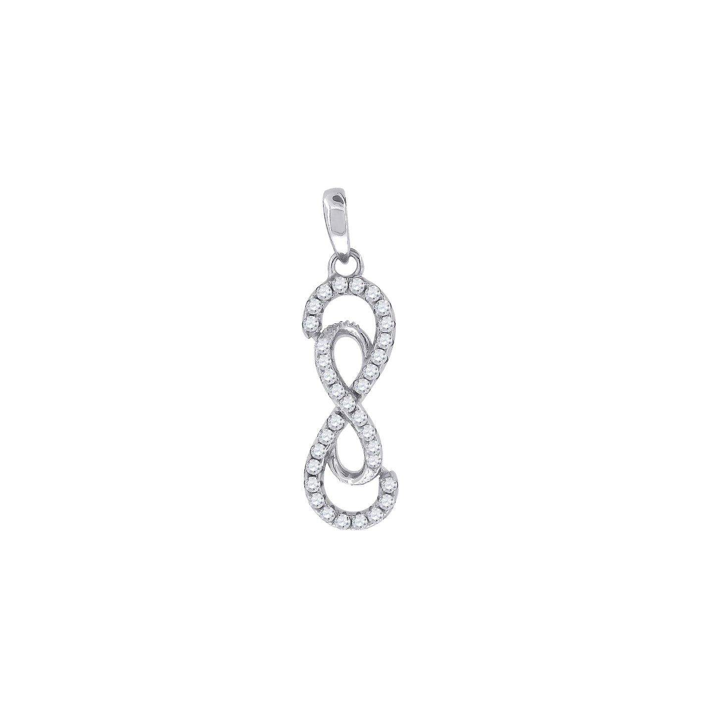 Sterling Silver Womens Cubic Zirconia Infinity Charm Pendant