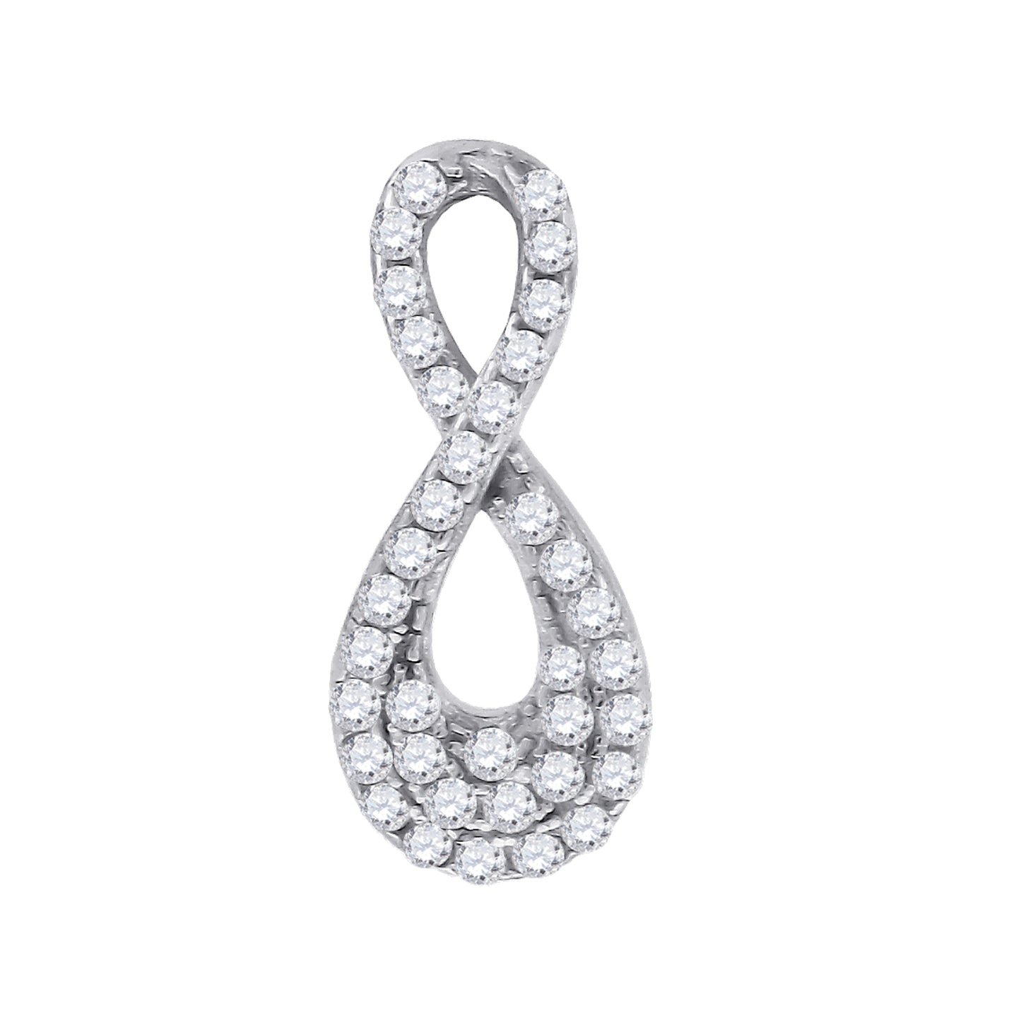 Sterling Silver Womens Cubic Zirconia Infinity Charm Pendant