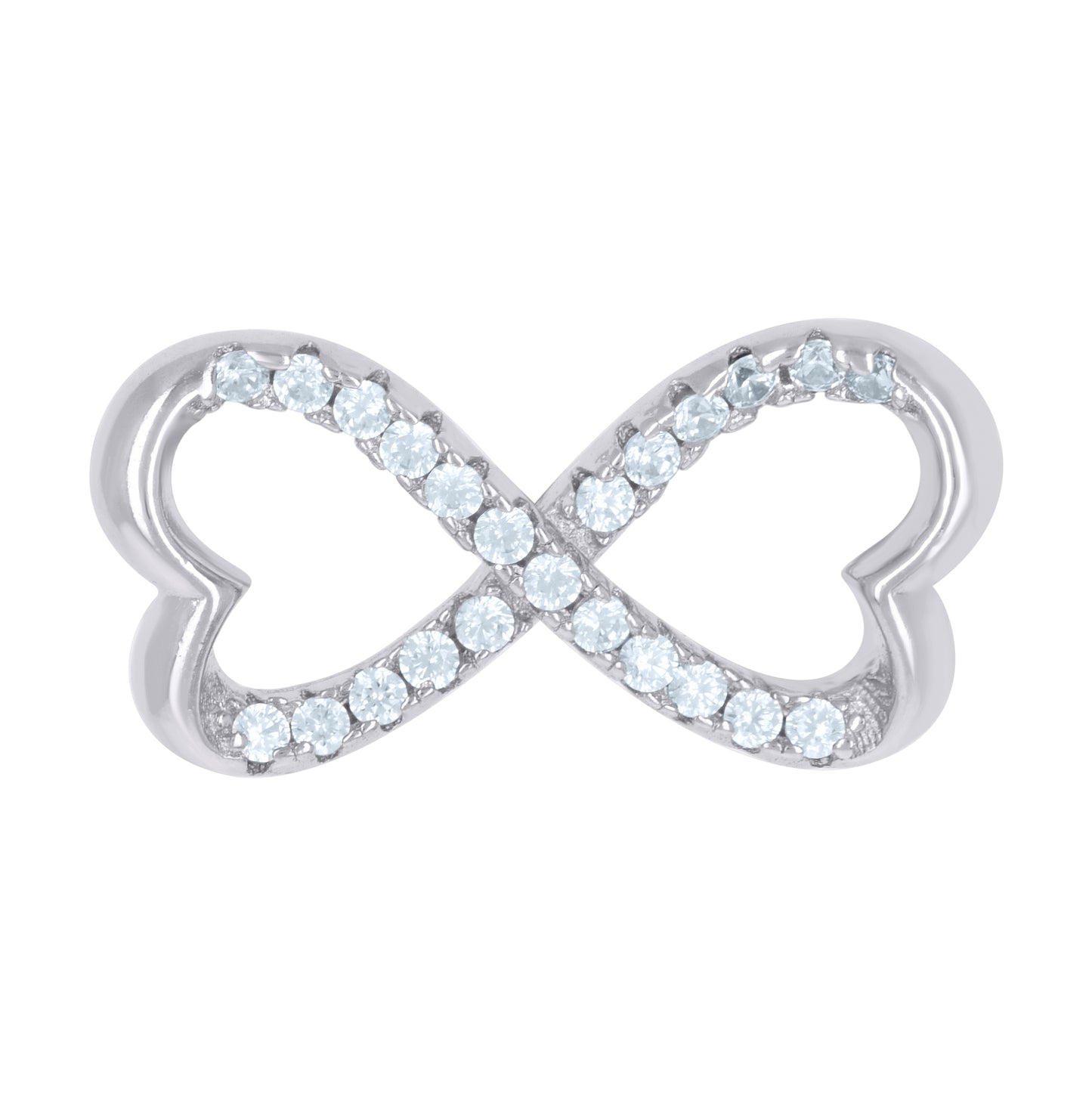 Sterling Silver Womens Cubic Zirconia Infinity Heart Charm Pendant