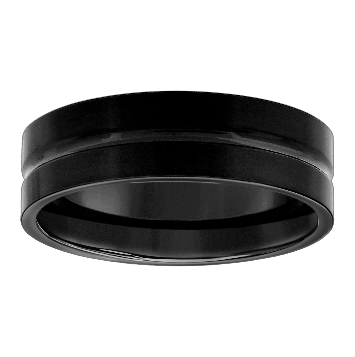 Stainless Steel Mens Black Center Grooved Sizes 7 - 14 Comfort-Fit Fashion Bridal Anniversary Wedding Engagement Band Ring