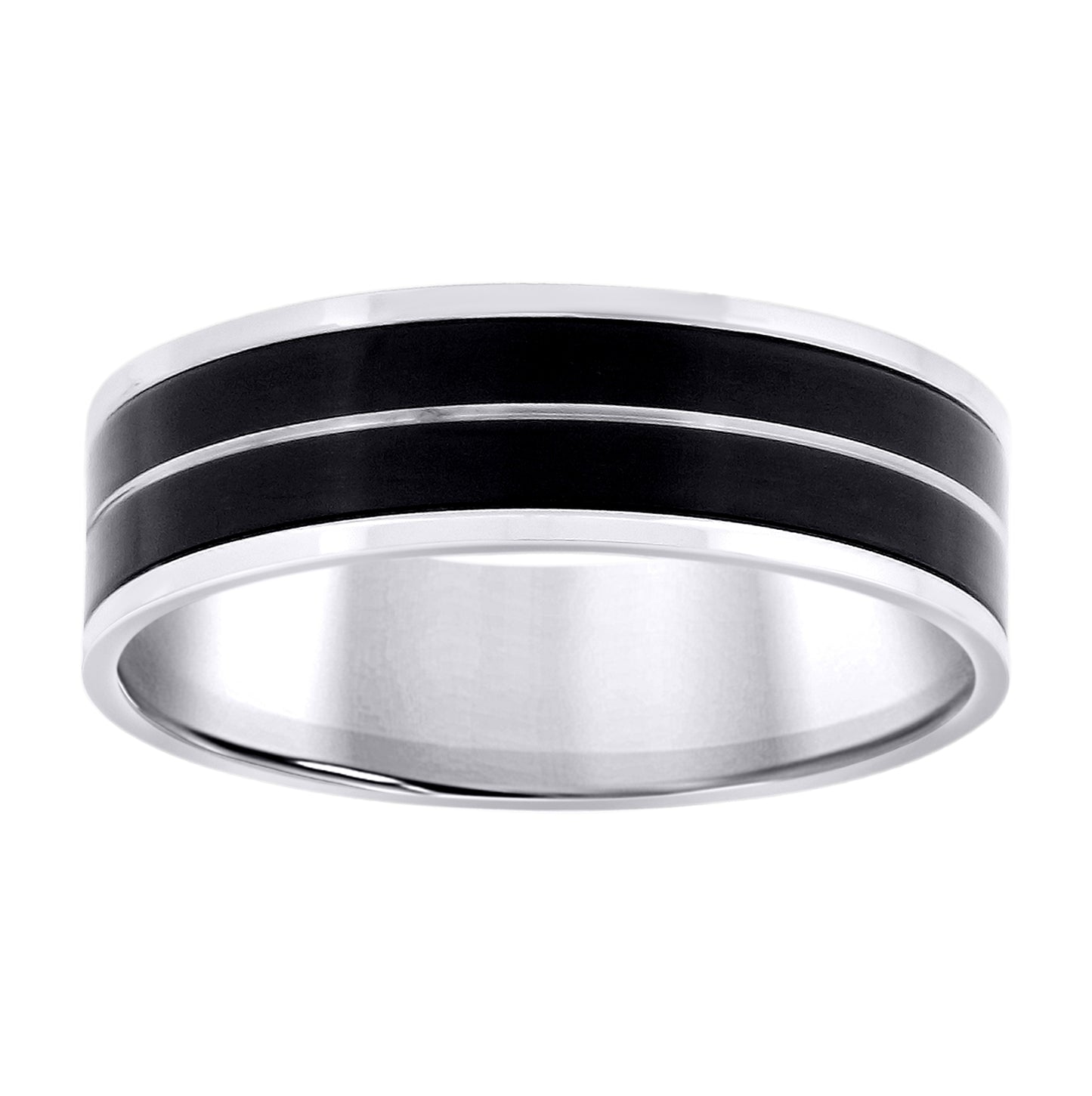 Stainless Steel Black-tone Mens 7mm Sizes 7 - 14 Comfort-Fit Bridal Anniversary Engagement Wedding Band Ring