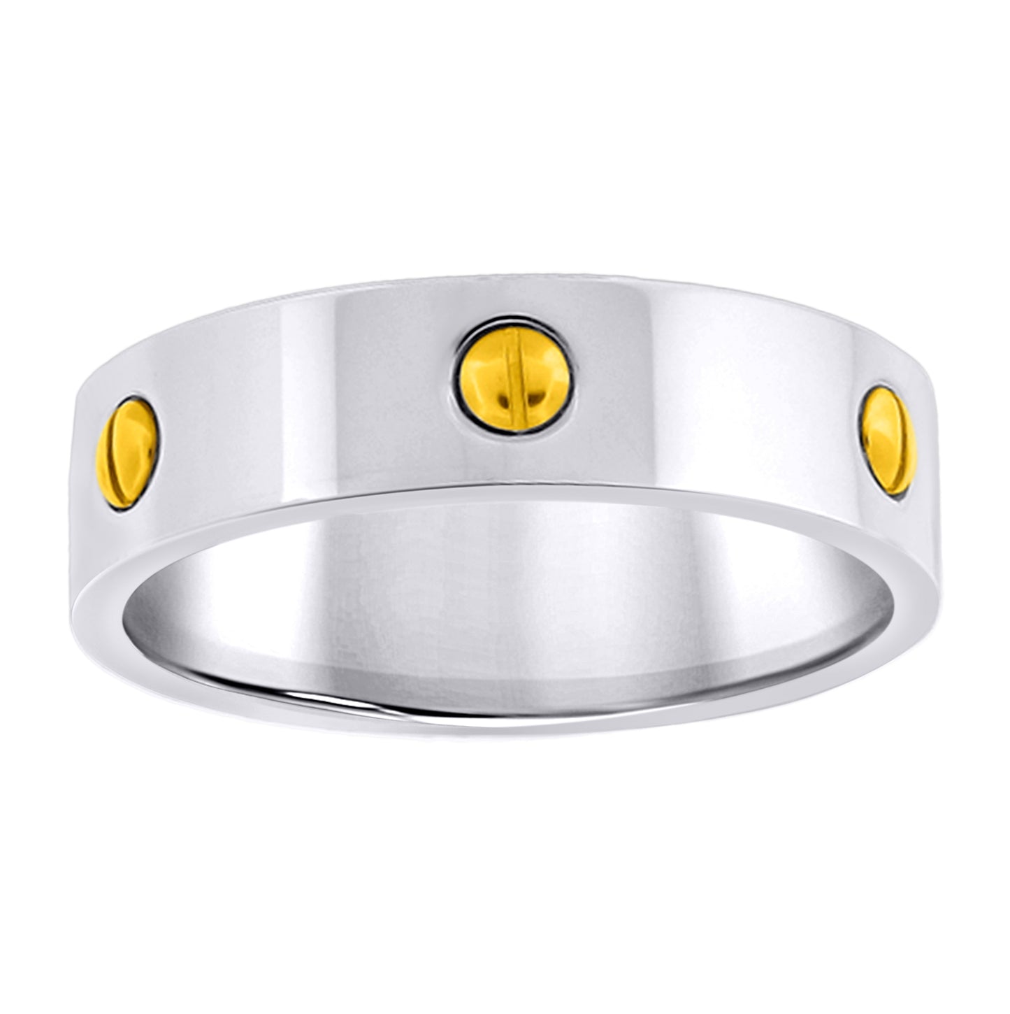 Stainless Steel Mens Gold Screw Sizes 7 - 14 Comfort-Fit Bridal Anniversary Engagement Wedding Band Ring